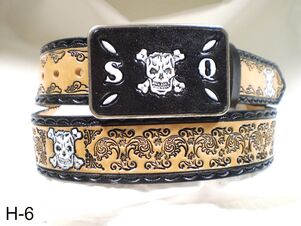Fashion leather belt. Genuine handcrafted leather belt