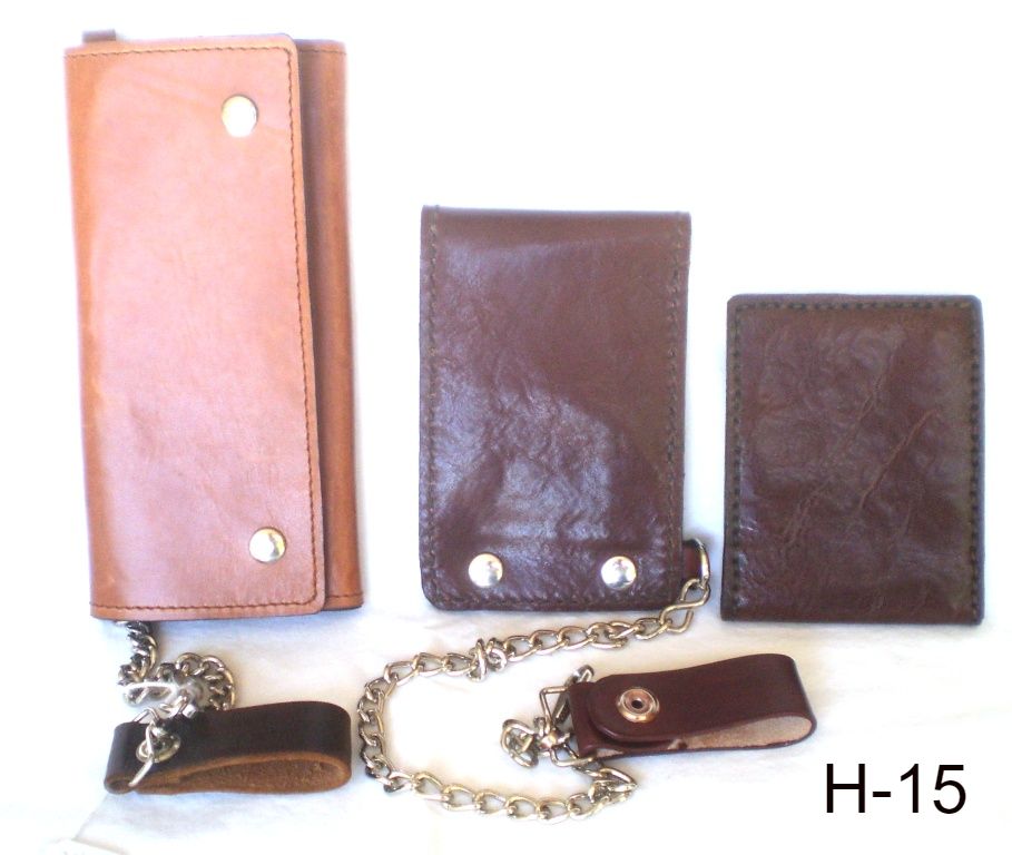 genuine leather biker wallet, intermediate size wallet